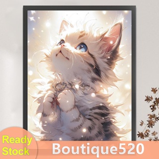 [boutique520.th] ชุดปักครอสสติตช์ ผ้าฝ้าย พิมพ์ลายการ์ตูนแมว 11CT 50x65 ซม.