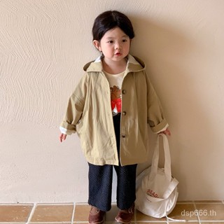 Childrens Korean style casual hooded coat 2023 Autumn New Boys single-breasted long-sleeved coat left and left Prince FOVH