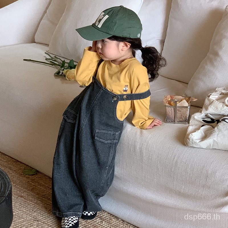 left-and-left-prince-childrens-clothing-2023-autumn-new-korean-style-girls-denim-suspender-pants-childrens-all-match-loose-casual-pants-1eru