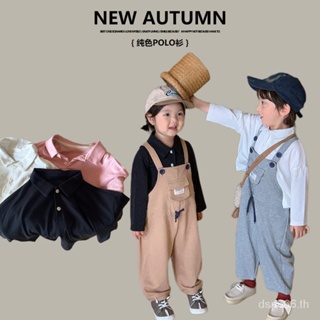 Zuo Xiaoran childrens clothing 2023 autumn new solid color polo shirt OHMU