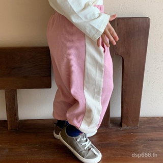 Left and left Prince childrens clothing 2023 Autumn New Korean style stitching casual pants childrens loose all-Match sports pants DXFJ