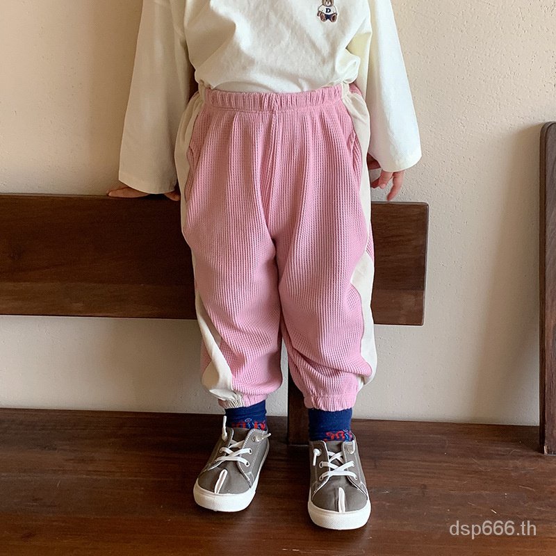 left-and-left-prince-childrens-clothing-2023-autumn-new-korean-style-stitching-casual-pants-childrens-loose-all-match-sports-pants-dxfj