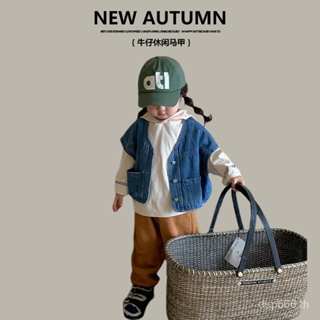 Zuo Xiaoran childrens clothing 2023 Autumn New Korean style childrens denim casual vest childrens denim cardigan coat BUIC