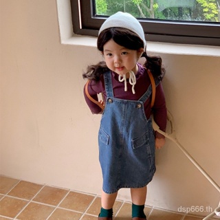 Left and left Prince childrens clothing 2023 Autumn New Korean style all-match denim suspender skirt cute casual skirt for girls K8CC