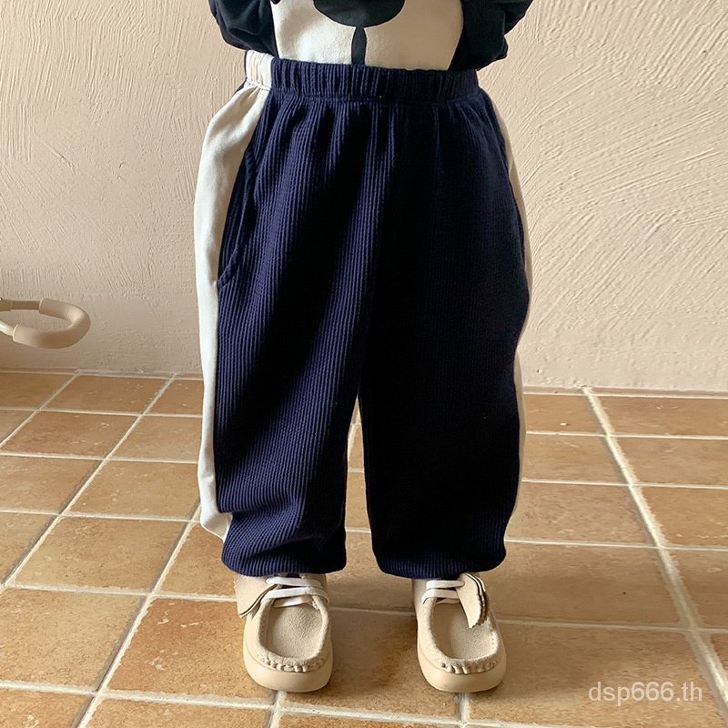 left-and-left-prince-childrens-clothing-2023-autumn-new-korean-style-stitching-casual-pants-childrens-loose-all-match-sports-pants-dxfj