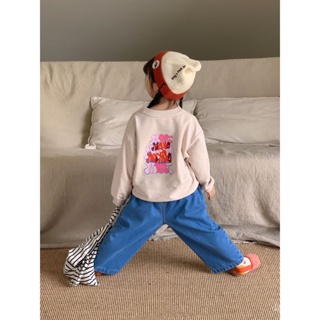 2023 Spring and Autumn New Korean style childrens sweater letter style base shirt boys and girls neutral sweater WE0O