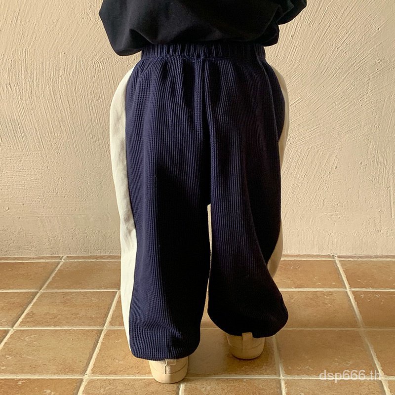 left-and-left-prince-childrens-clothing-2023-autumn-new-korean-style-stitching-casual-pants-childrens-loose-all-match-sports-pants-dxfj