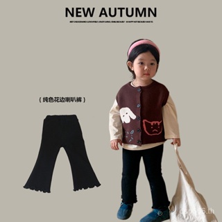 Zuo Xiaoran childrens clothing 2023 Autumn New Korean style girls side flared pants childrens solid color all-match casual pants 4DWH