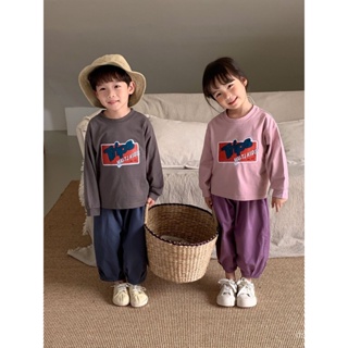 2023 Spring and Autumn new childrens T-shirt Korean style childrens letter base shirt long sleeve T-shirt boys and girls sweater K8KI