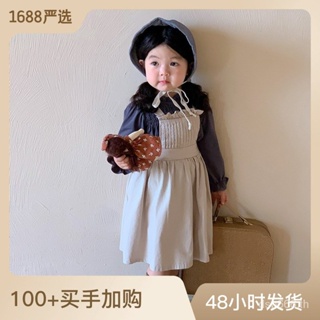 Left and left Prince childrens clothing 2023 Autumn New Korean pleated suspender skirt girls pastoral cute suspender dress AY2D