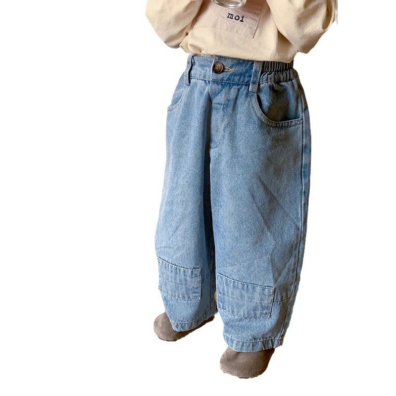 left-and-left-prince-childrens-clothing-2023-autumn-new-korean-style-childrens-stitching-jeans-small-and-medium-childrens-jeans-wide-leg-pants-qr1a
