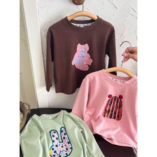 2023 Spring and Autumn New Korean childrens wear childrens brushed base shirt boys and girls sweater childrens T-shirt T9R5