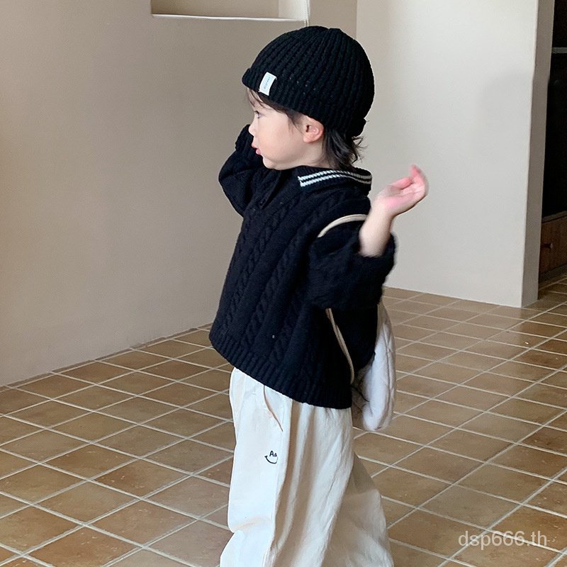 left-and-left-prince-childrens-clothing-2023-autumn-new-korean-style-boys-polo-collar-sweater-childrens-lapel-sweater-shirt-nnhw