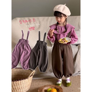 Wheat field season 2023 Spring and Autumn New Korean style childrens suspender pants girls bract waist pants suspender pants UUUS