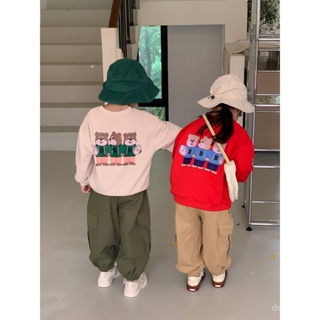 Wheat field season 2023 Spring and Autumn New Korean style childrens wear childrens bear long sleeve base shirt boys and girls sweater L8PL