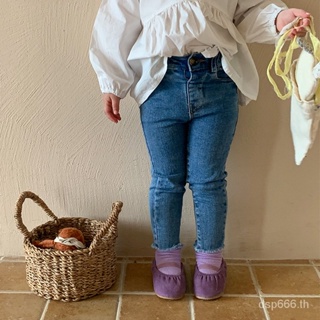 Zuo Xiaoran childrens clothing 2023 Autumn New Korean style denim leggings girls simple all-match casual pants NBRW