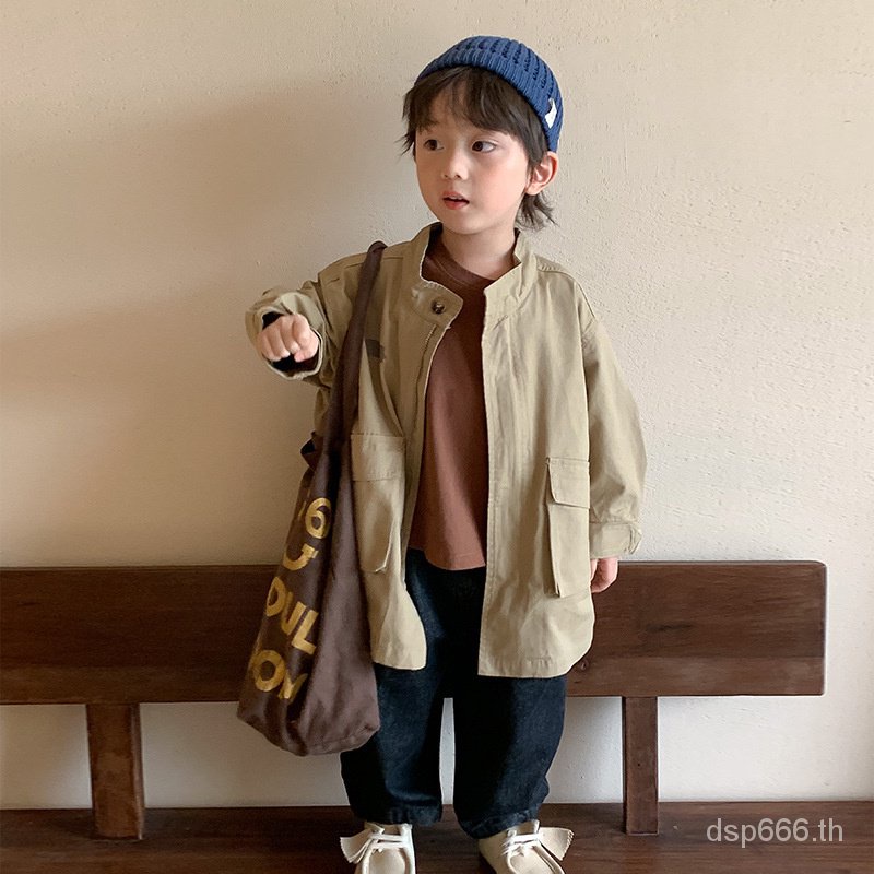 left-and-left-prince-childrens-clothing-2023-autumn-new-korean-style-printed-trench-coat-childrens-large-pocket-lapel-long-coat-rbn2