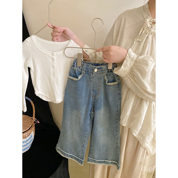 2023-autumn-new-baby-girls-round-neck-bottoming-shirt-all-match-transparent-fashion-childrens-comfortable-wide-leg-trousers-fashionable-5iuu