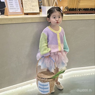 Korean childrens clothing 2023 spring clothing girls Foreign color mesh skirt baby cake skirt childrens all-match skirt 0XWY