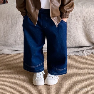 Rye season 2023 Autumn New Korean childrens wear jeans wide-leg pants boys and girls denim pants A4MP