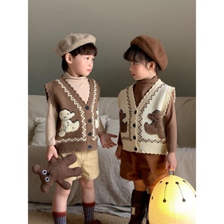 Wheat field season 23 autumn and winter New Korean childrens clothing childrens bear wool vest boys and girls wool vest MYWQ