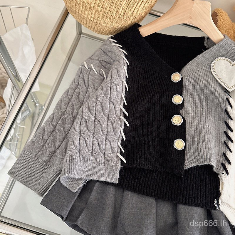 girls-short-sweater-early-autumn-new-korean-style-fashion-all-match-cardigan-stitching-short-irregular-sweater-duyf