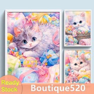 [boutique520.th] ชุดปักครอสติช ผ้าฝ้าย 11CT พิมพ์ลายแมว ขนาด 50x65 ซม. สําหรับตกแต่งบ้าน