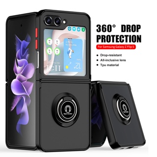 เคสโทรศัพท์มือถือ ผิวด้าน กันกระแทก พร้อมแหวนแม่เหล็กตั้งโทรศัพท์ สําหรับ Samsung Galaxy Z Flip5 5G 2023 Z Flip5 5G ZFlip5 Flip 5