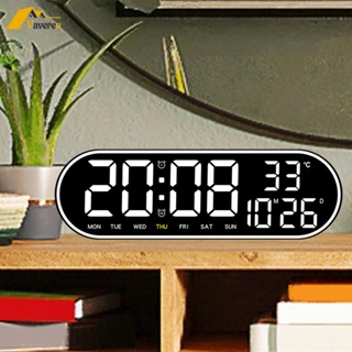 [Vaveren] นาฬิกาปลุก LED แบบแขวนผนัง หน้าจอ LED เสียงเงียบ สไตล์โมเดิร์น สําหรับบ้าน ห้องนอน ในร่ม