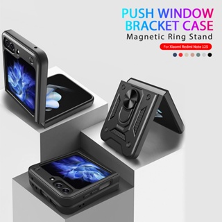 ​เคสโทรศัพท์มือถือ ป้องกันเลนส์ พร้อมแหวนแม่เหล็กตั้งโทรศัพท์ สําหรับ Samsung Galaxy Z Flip5 5G ZFlip5 ZFlip 5 2023