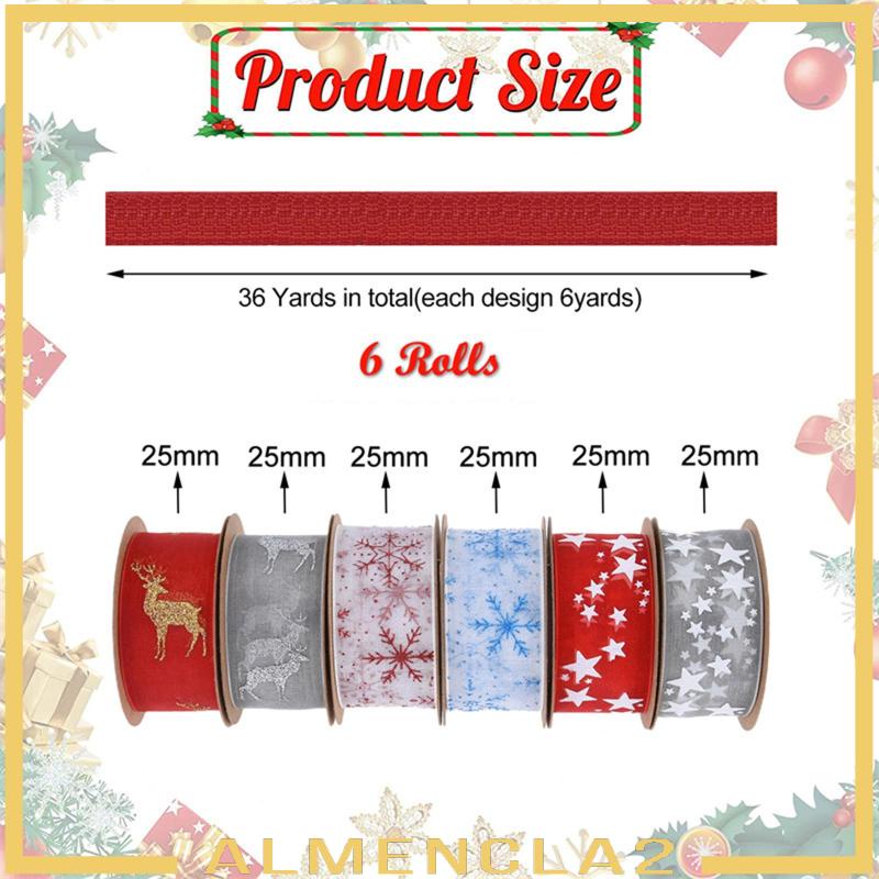 almencla2-ริบบิ้น-ลายเกล็ดหิมะ-ดาว-กวางเอลก์-6-หลา-diy-สําหรับทําผม-ตกแต่งปาร์ตี้คริสต์มาส-6-ชิ้น
