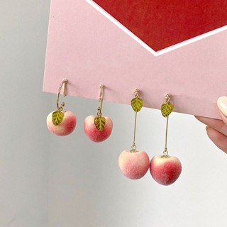 Celebrity Peaches Earrings Korean Style Cute Young Girl Peaches Earrings Sweet Summer Earrings