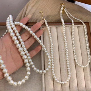 French vintage glass pearl necklace, female style, luxury, niche design, high-end clavicle chain, new fashion necklace