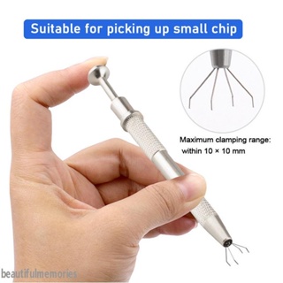 Piercing Ball Grabber Tool Pick Up Tool with 4 Prongs Holder Diamond Claw Tweezers for Small Parts Pickup IC Chips Gems Dropship -BM