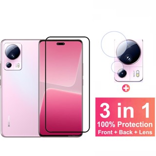 3 in 1 ฟิล์มกระจกนิรภัยกันรอยหน้าจอ พร้อมตัวป้องกันเลนส์กล้อง สําหรับ Xiaomi 13 Lite Xiaomi 13 12T 12 Mi 11 Ultra Pro Lite 5G NE 5G