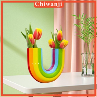 [Chiwanji] แจกันดอกไม้เรซิ่น สีรุ้ง สไตล์มินิมอล สําหรับตกแต่งโต๊ะ ออฟฟิศ