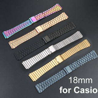 สายนาฬิกาข้อมือสเตนเลส 18 มม. สําหรับ Casio A158W AQ230 AE1000 F91W