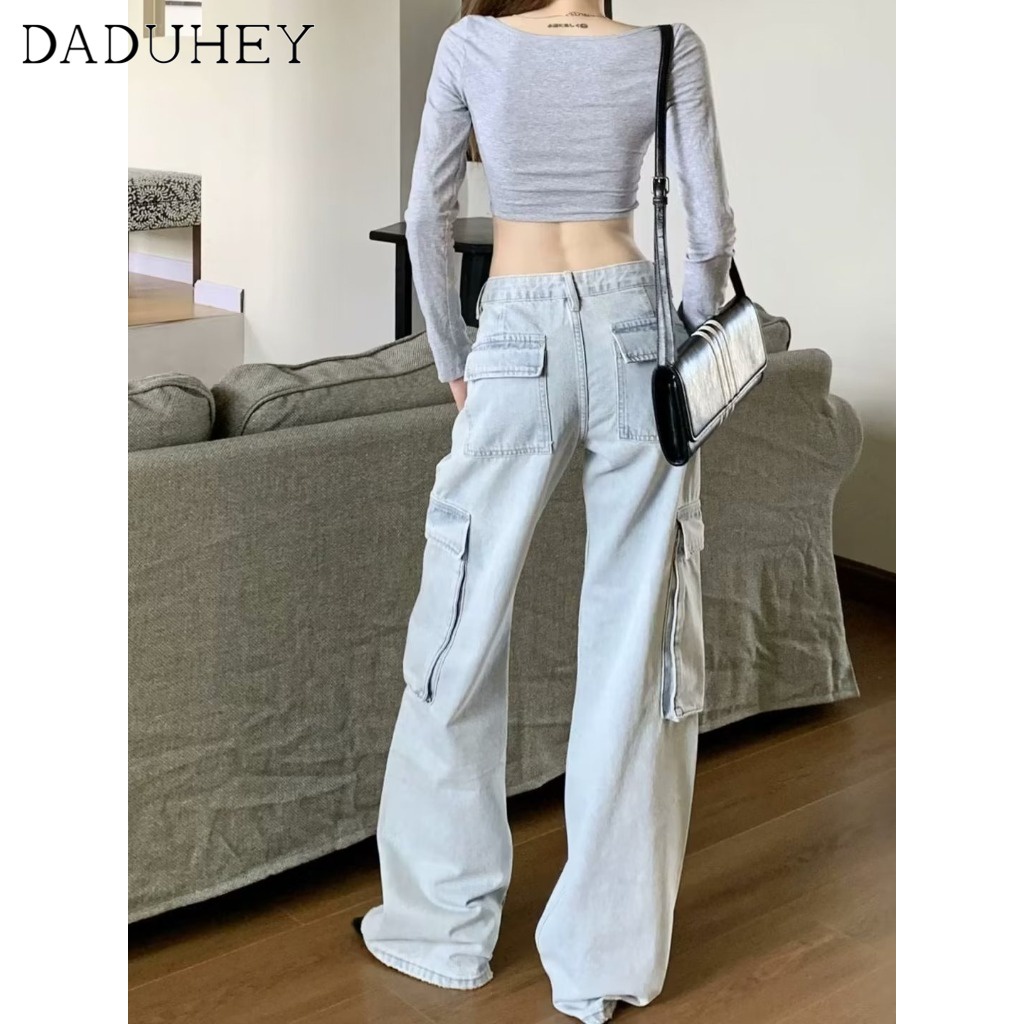 daduhey-new-american-style-retro-high-waist-womens-multi-pocket-denim-cargo-pants-large-pocket-straight-loose-pants