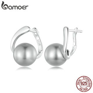 Bamoer ต่างหูเงินสเตอร์ลิง 925 ประดับไข่มุก สําหรับผู้หญิง
