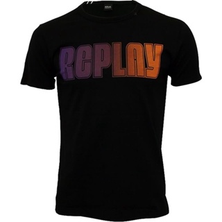 เสื้อยืด พิมพ์ลายโลโก้ Replay หลากสี สีดํา สําหรับผู้ชาย