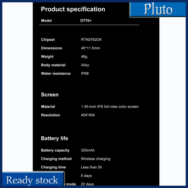 ใหม่-dt70-สมาร์ทวอทช์-ip68-กันน้ํา-วัดอัตราการเต้นของหัวใจ-ความดันโลหิต-สําหรับโทรศัพท์-iphone-android