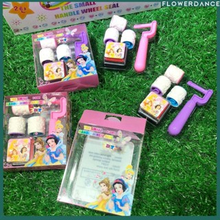 Roller Stamp 3 แสตมป์ + หมึกชุดเด็กมือ Roller Stamp นักเรียนการ์ตูนการเรียนรู้รางวัลของเล่นของขวัญดอกไม้