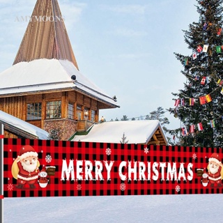 Amymoons ธงแบนเนอร์ ลาย Merry Christmas สีแดง ขนาดใหญ่ 273x37 ซม. สําหรับตกแต่งสวน คริสต์มาส