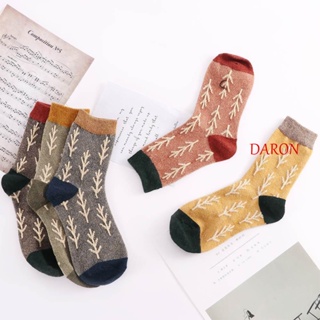 Daron ถุงเท้า ผ้าถัก สไตล์เรโทร แฟชั่นฤดูใบไม้ร่วง และฤดูหนาว สําหรับผู้หญิง