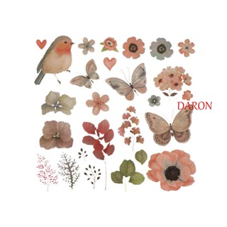 Daron แผ่นสติกเกอร์เหล็ก ลายดอกไม้ นก ล้างทําความสะอาดได้ DIY