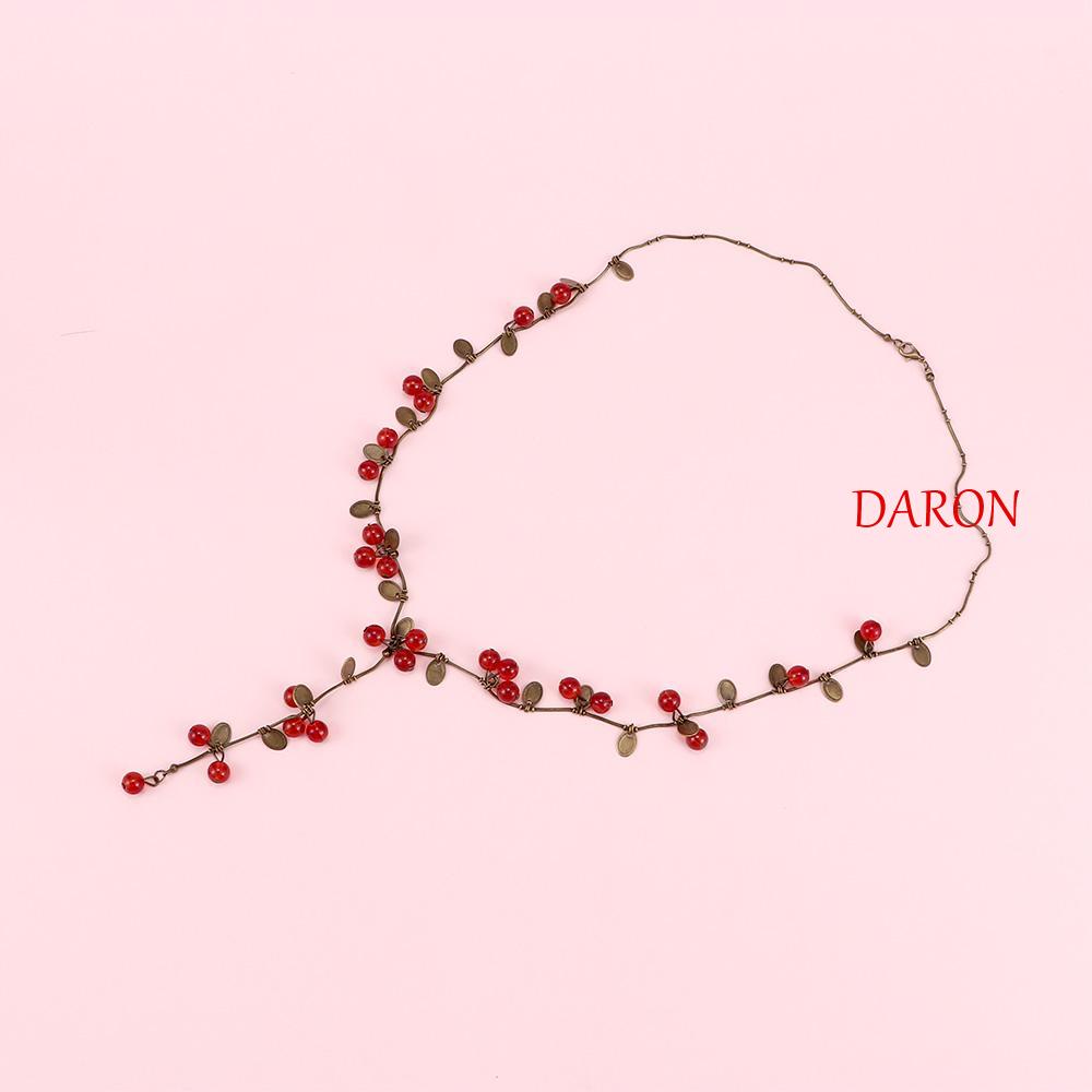 daron-สร้อยคอ-จี้เถาวัลย์เชอร์รี่-สีแดง-เครื่องประดับ-สําหรับผู้หญิง