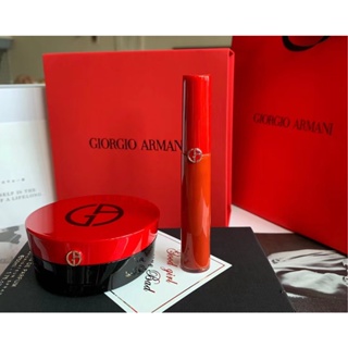 【Armani Lipstick 2-piece set】ลิปกลอส พร้อมกล่อง และเบาะลม 2 ชิ้น 405# 08291