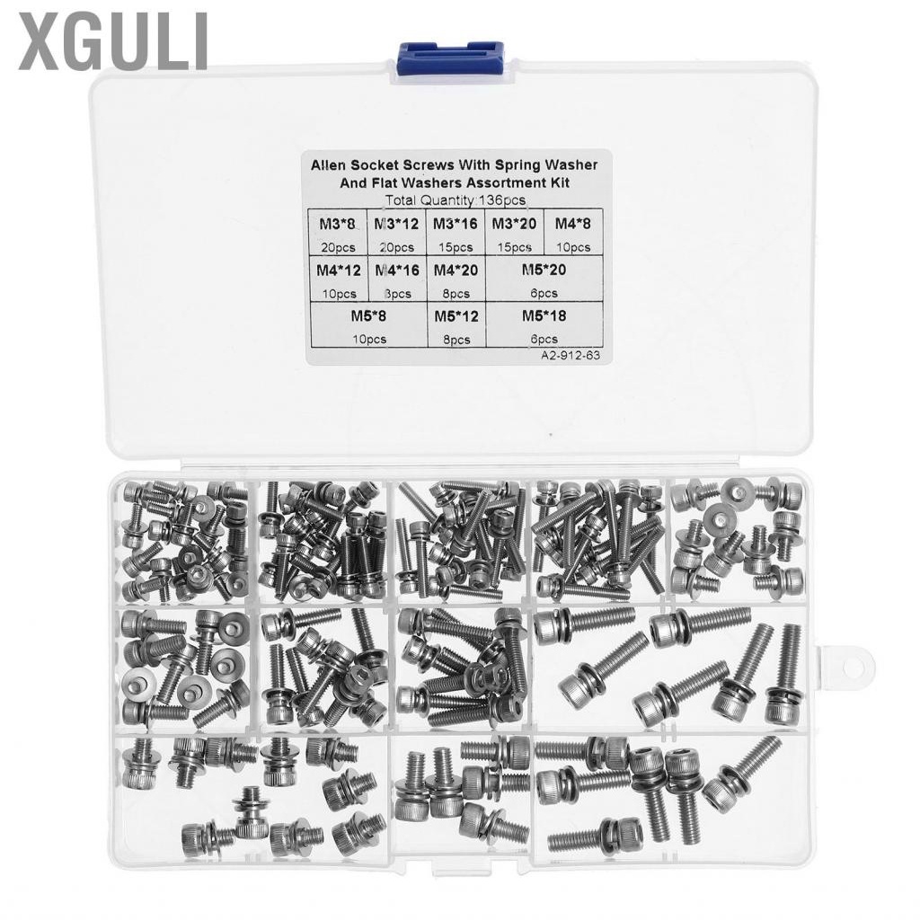 Xguli Screws Assortment Kit Hex Socket Screw High Strength for