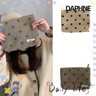 Daphne กระเป๋าถือ กระเป๋าเครื่องสําอาง ผ้าลูกฟูก ลายจุด ความจุขนาดใหญ่ แบบพกพา สําหรับเดินทาง