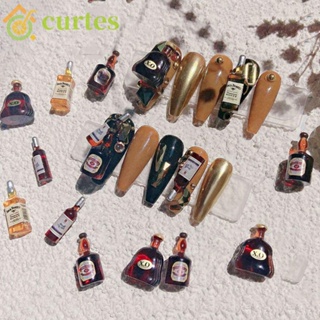 Curtes เครื่องประดับตกแต่งเล็บ รูปขวดไวน์แดง สไตล์เรโทร DIY
